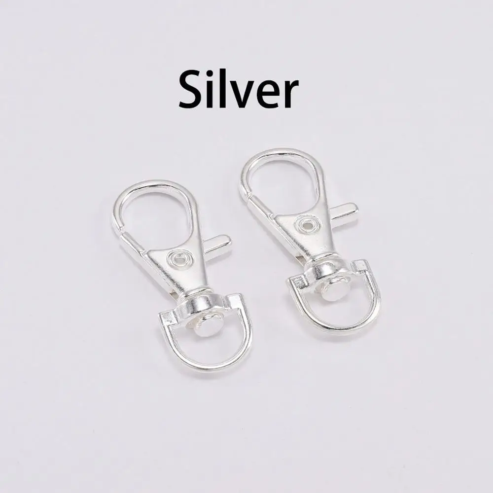Silver 10 шт./лот брелок кольцо поворотный триггер застежка Лобстер DIY ремесло открытый рюкзак сумка Запчасти оснастки крюк поставки для изготовления ювелирных изделий - Цвет: Silver