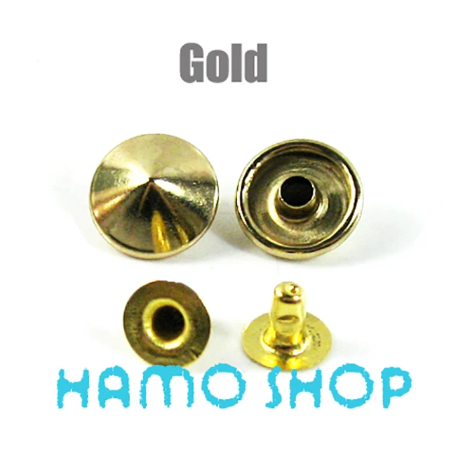 Cone Gold 100 шт, все размеры, Стильные Заклепки с шипами, пятна, голова гвоздика, панк-рок, сделай сам, кожа, ремесло, для одежды, сумки, обуви, части, украшения - Цвет: Cone Gold