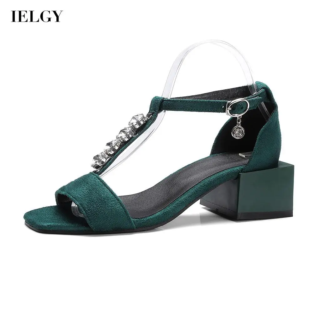 

IELGY Women's sandals large size fashionable square toe comfortable simple matte solid color Popular square heel