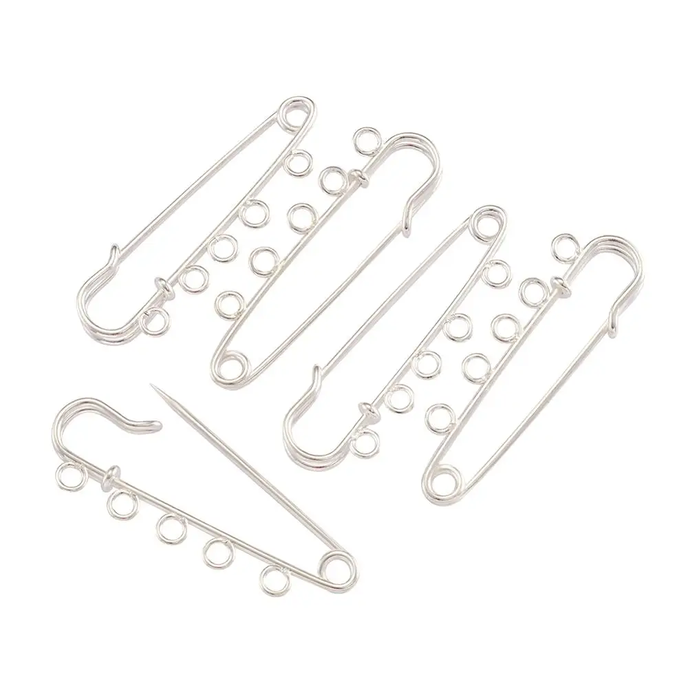 Брошь металлическая серебряная 16 х50 мм 5 шт.|brooch findings|iron kilt pinspins silver |
