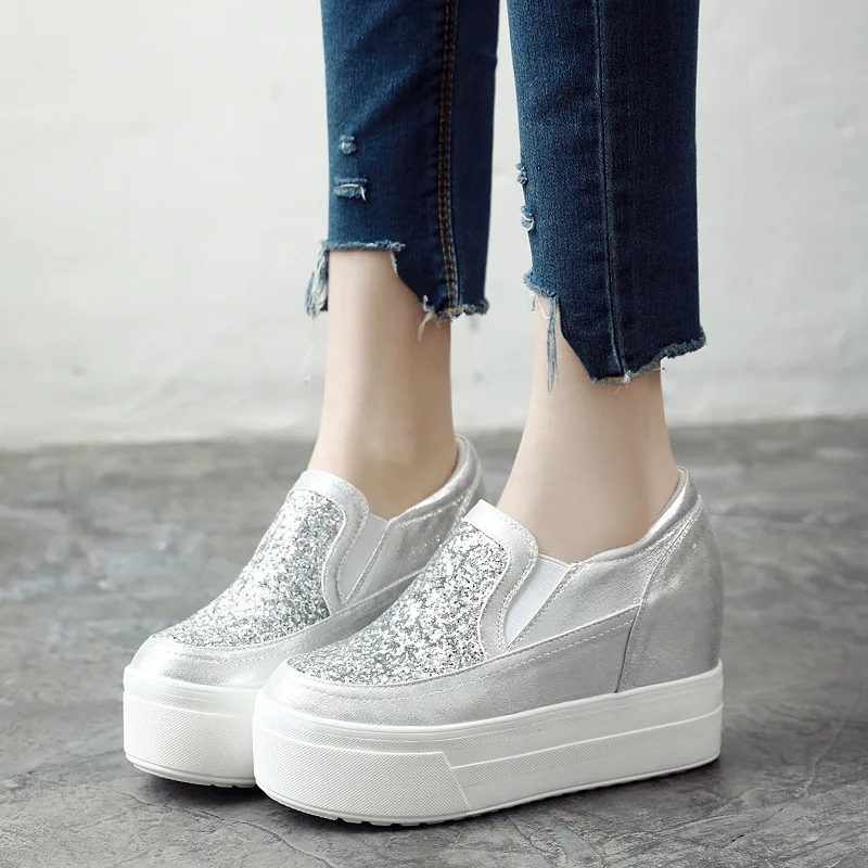 Женские высокие кроссовки на платформе Белые Повседневные Удобные туфли осень
