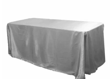 145x320cm White/Black Tablecloths Table Cover Rectangular Satin Tablecloth for Wedding Birthday Party Hotel Banquet Decoration - Color: silver