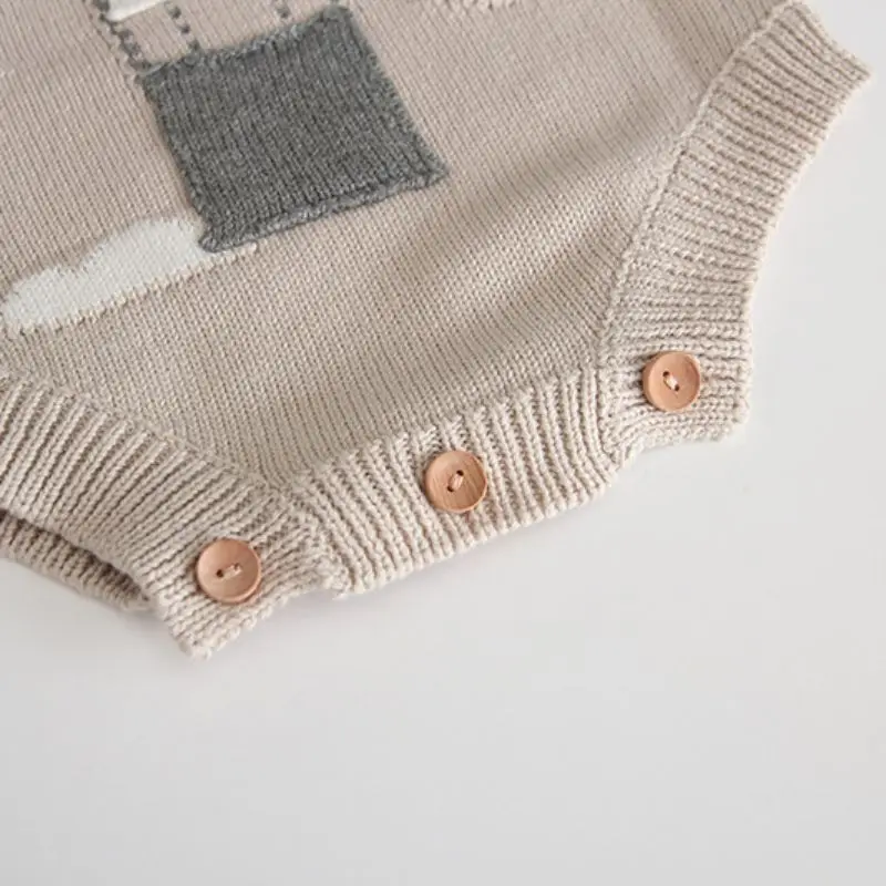 Детский хлопковый комбинезон без рукавов для маленьких девочек милый Вязаный с