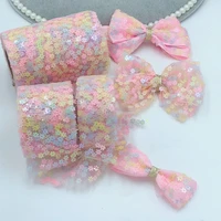 6cm 12cm 10 yards glitter sequin tulle ribbon paillette embroidered mesh ripstop ribbon diy craft tutu bowknot accessories