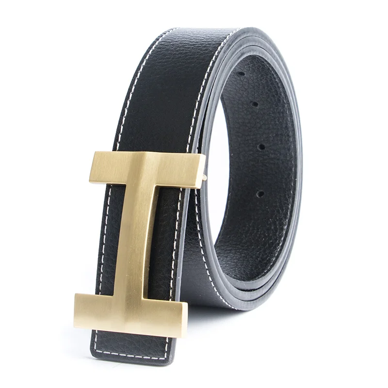 

Top Brass Buckle Luxury Designer Brand H Belt Men High Quality Women Genuine Real Leather Dress Strap for Jeans Waistband
