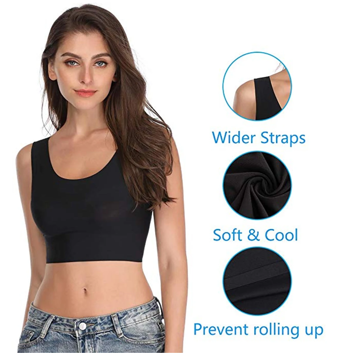Беспроводной бюстгальтер с подушечками без рукавов укороченный Топ для женщин