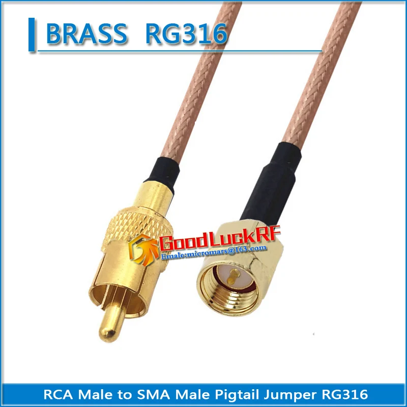 1X штекер RCA-штекер SMA Pigtail Jumper RG316 RF Удлинительный кабель медный RCA-SMA