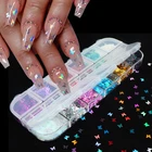 12 сеток 3D ультра тонкие блестки в форме бабочки для дизайна ногтей блестящие хлопья Смешанные Мини блестки 123 мм блестящие DIY украшения для ногтей