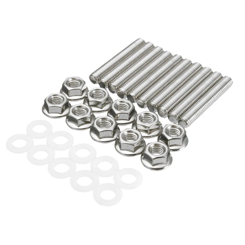 30pcs Exhaust Manifold Stud Silver Prime Stainless Steel Durable Professional Nuts Studs for Vehicle | Автомобили и мотоциклы