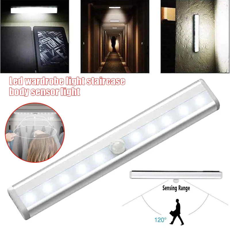 Светодиодный движения Сенсор ночные светильники для под шкаф Кухня полка