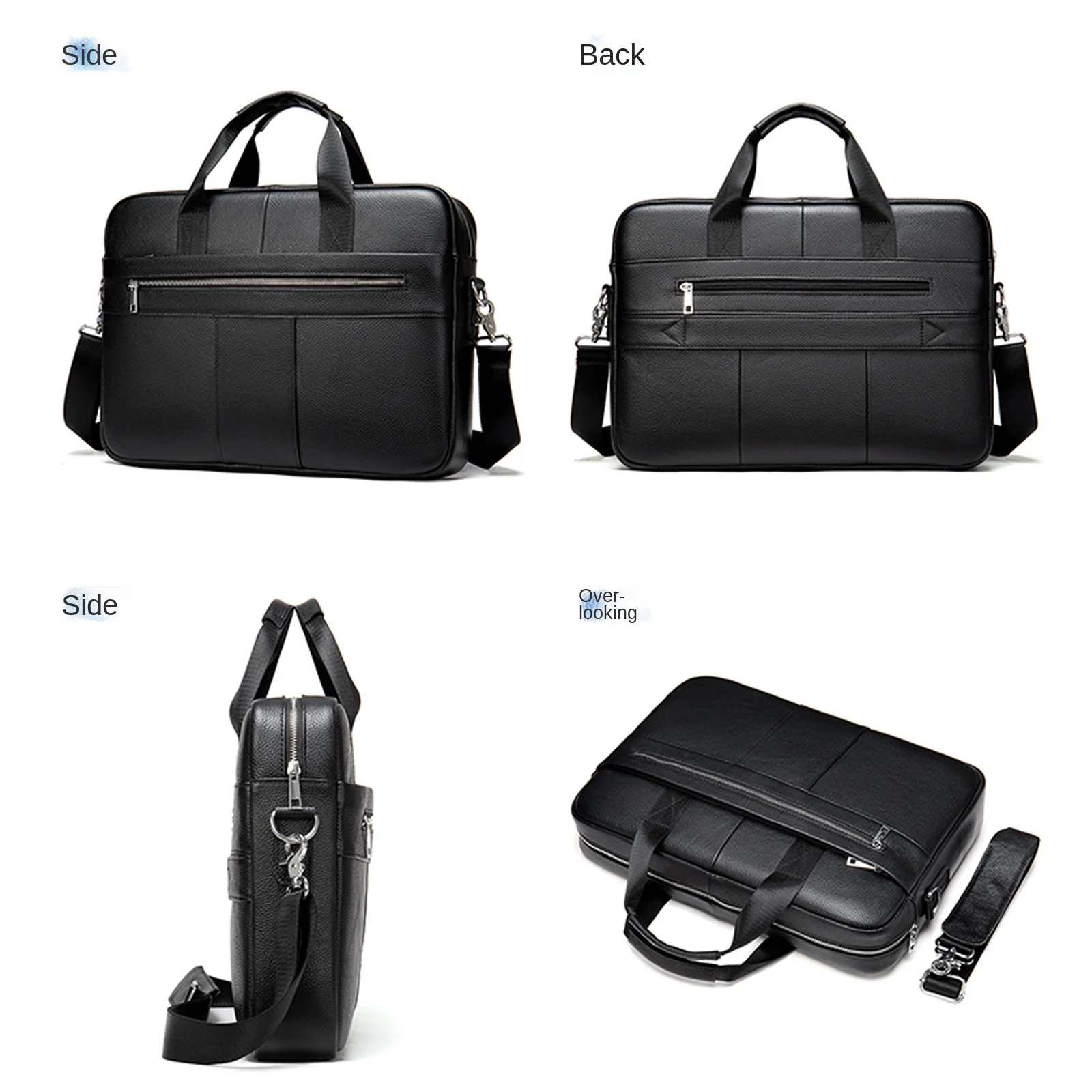 Men·s Horizontal Square business Briefcase bag  First layer cowhide large capacity laptop bags for men Trendy men's shoulder bag
