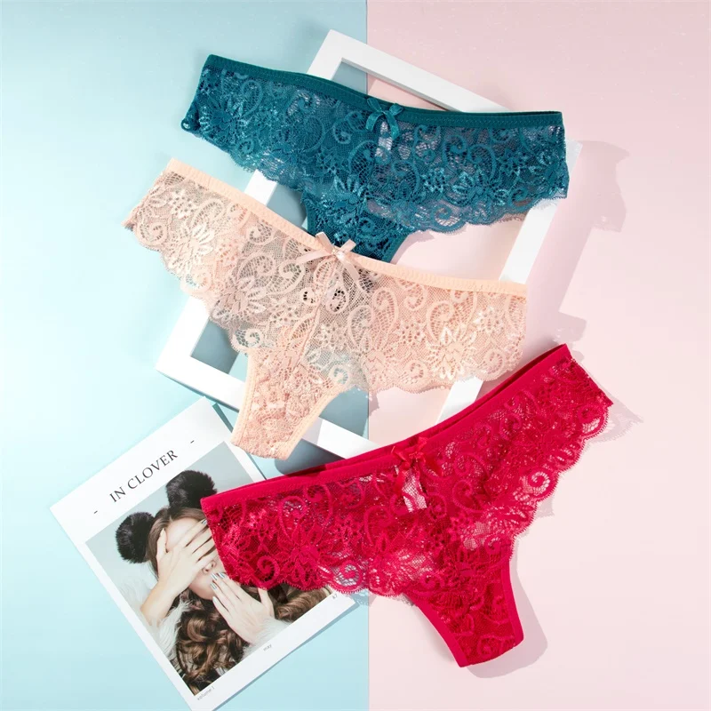 3 шт. сексуальные женские прозрачные сетчатые кружевные трусики стринги