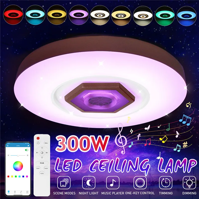 

Modern RGB LED Ceiling Lights Home Lighting 300W APP Bluetooth Music Light Bedroom Lamp Smart Ceiling Lamp+Remote Control AC220V