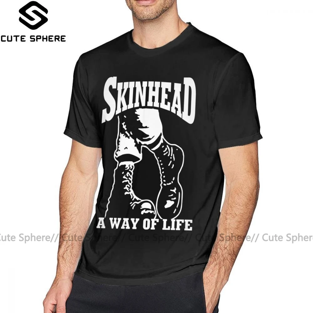 Мужская футболка с принтом Skinhead модная из 100 хлопка короткими рукавами образ
