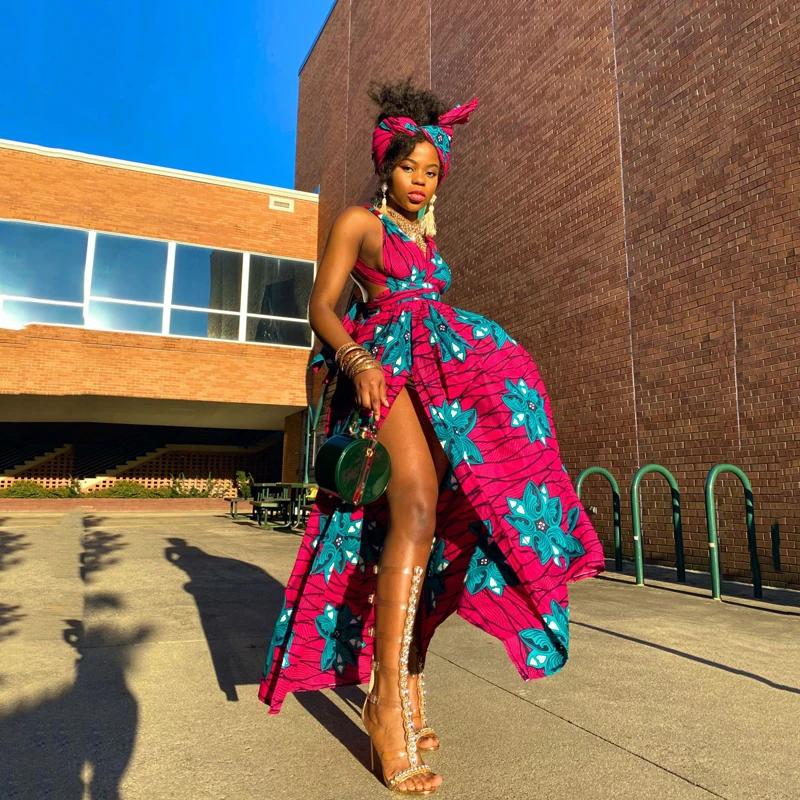 

African Style Elegant Party Sexy Evening Women Long Dresses Multi-Wear Split DIY Bandage Long Robe Female Maxi Dress Dashiki