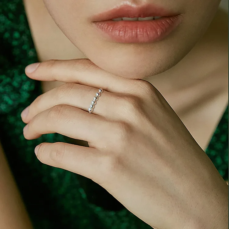 

Gold Silver Fidget Ring Anti Anxiety Rings for Women Anxiety Relief Rings Size 5-10 Beads Spinner Anxiety Ring for Girls Men