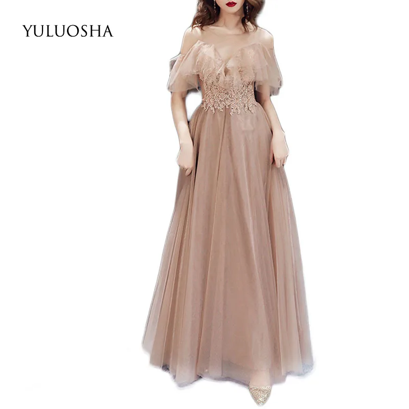 Женское вечернее платье YULUOSHA элегантное кружевное без бретелек с аппликацией и