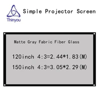 thinyou matte gray fabric fiber glass 120inch 150inch 43 portable projector screen white material for projector home theater