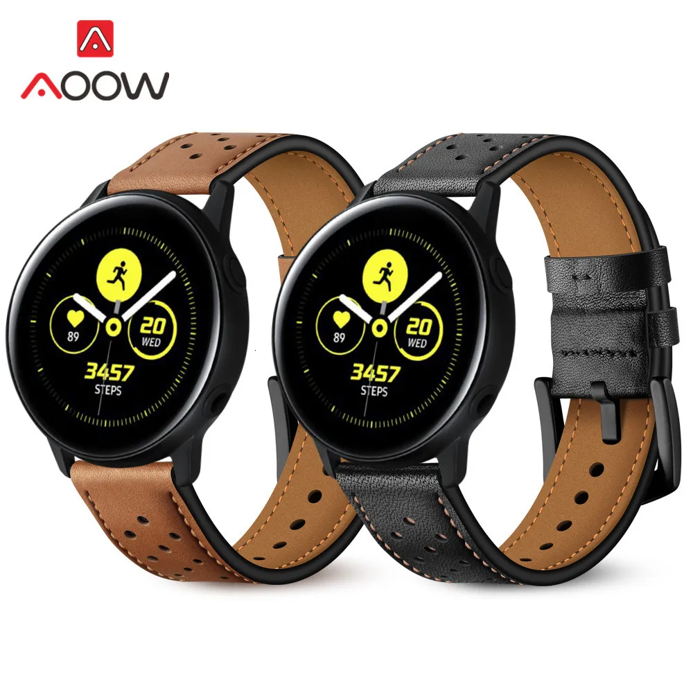 20 мм ремешок из натуральной кожи для samsung Galaxy Watch Active 42 мм gear S2 huawei Garmin Amazfit BIP быстросъемный браслет