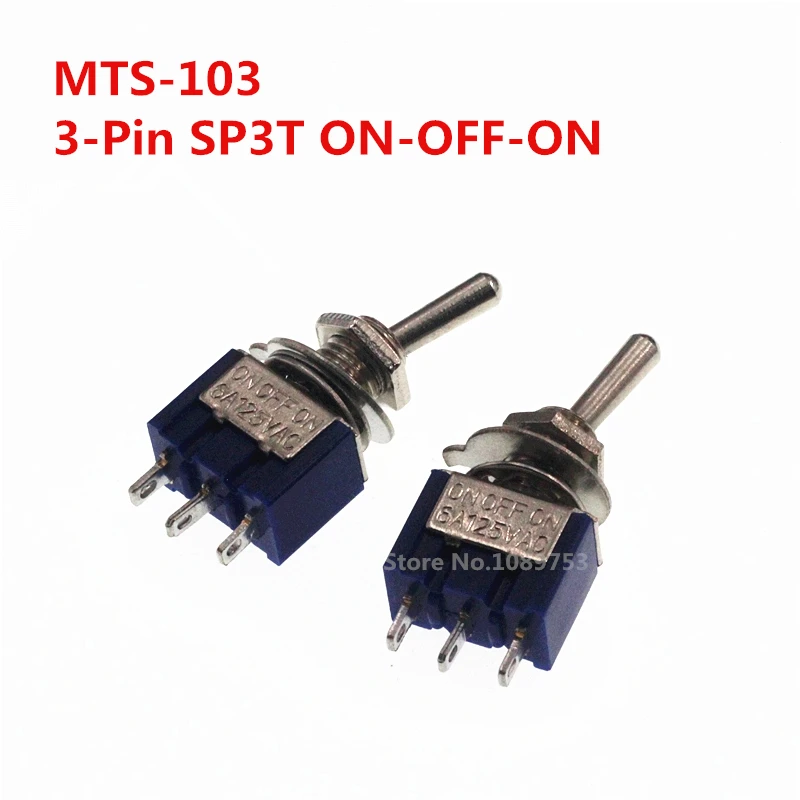 10 шт./лот MTS-103 3-Pin SP3T ON-OFF-ON 6A 125V 3A250VAC Mini переключатели | Обустройство дома