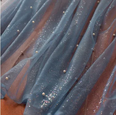 beading blue Светильник, синий, черный и фиолетовый градиент, звездная пряжа, Золотая пудра, напыление блесток, сетчатая ткань - Цвет: beading blue