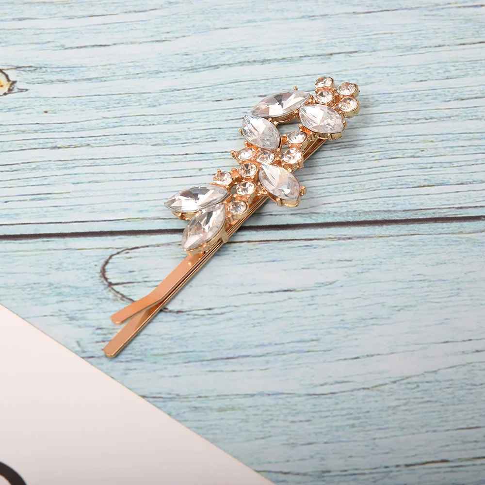 1 шт. модные женские Стразы шпилька для волос в виде листа золотого и серебряного