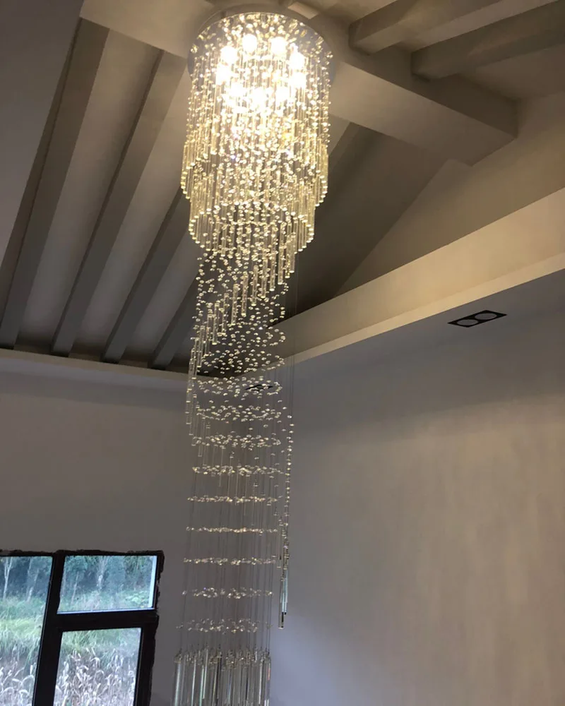 売る クリスタルシャンデリアK9,モダン,階段,ガラスランプ,スパイラルはしご,高級品