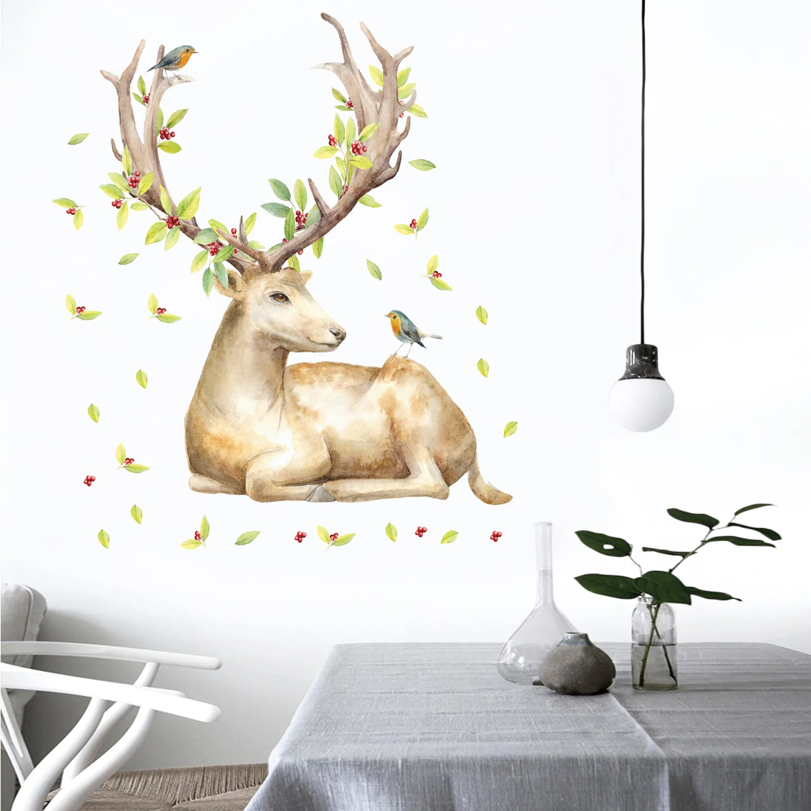 Красивые наклейки на стену лось роспись искусство домашний декор новейшие