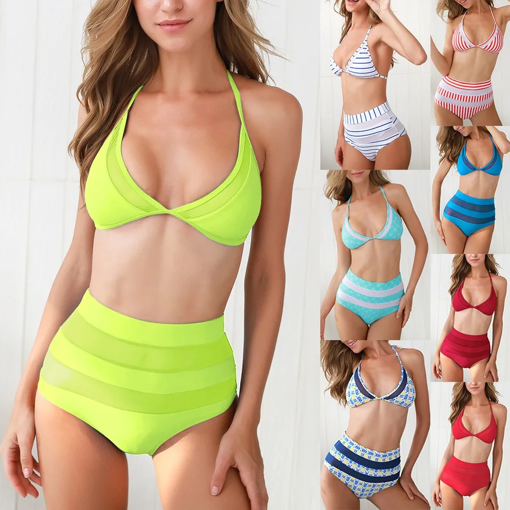 2020 бикини сексуальный женский купальник с сеткой глубоким v-образным вырезом