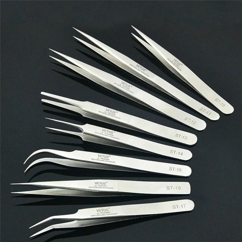 

High Quality Stainless Steel Straight Curved Nail Tools Eyelash Extension Tweezers Nippers Pointed Clip Set Makeup Tools