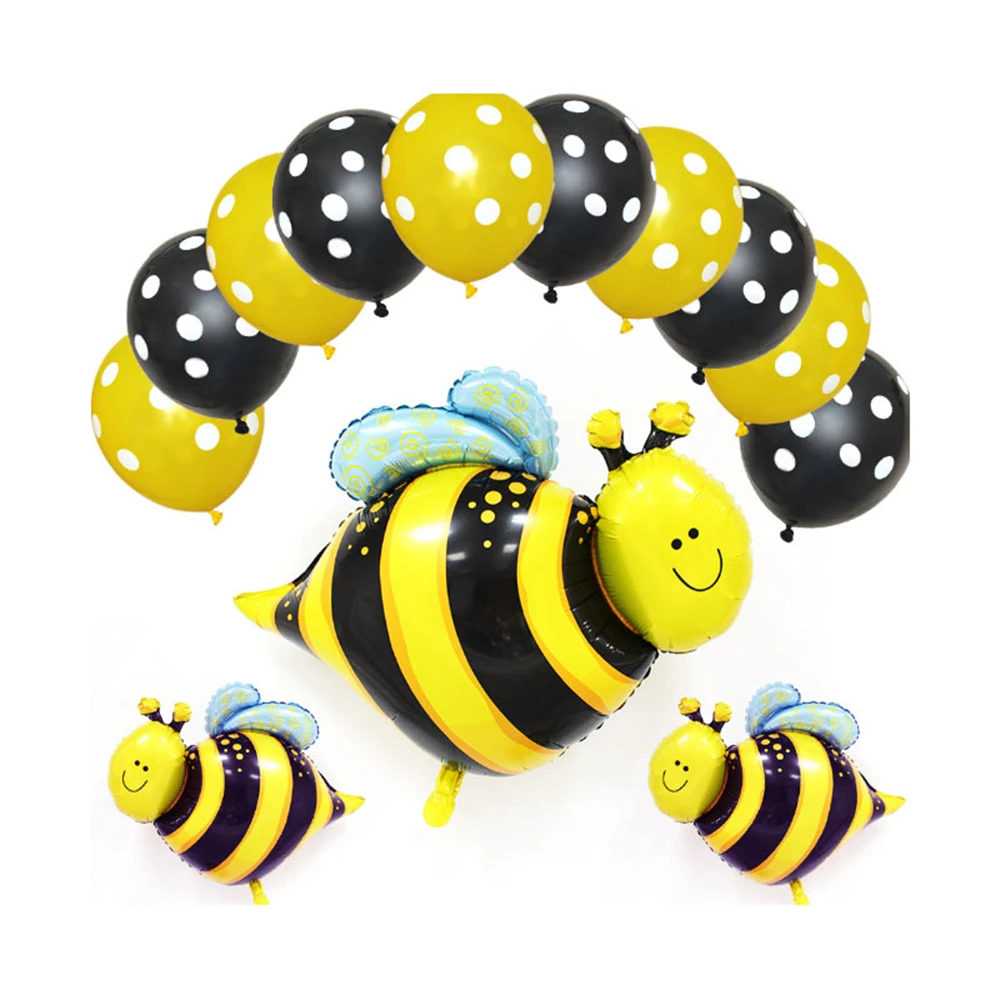 Набор для украшения желтые шарики с пчелками из фольги вечерние девочек | Дом и