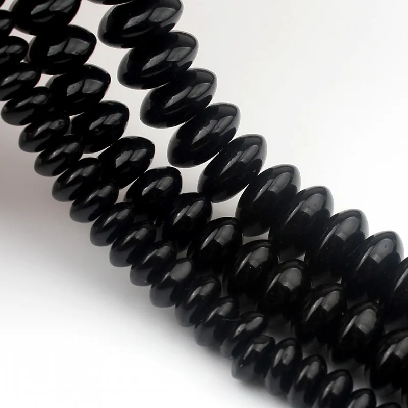 Черные кварцевые хрустальные бусины Круглые бусинки из камня Рондель черный