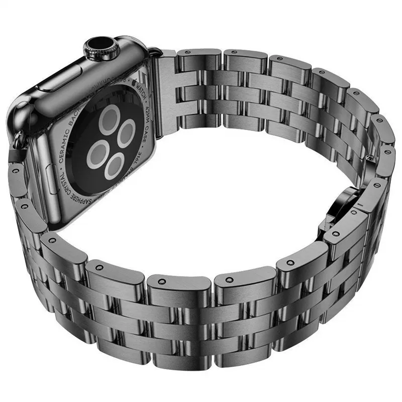 Ремешок из нержавеющей стали для Apple Watch Series 4 5 44 мм 40 мужской звеньевой браслет