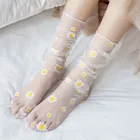 2020 ультратонкие носки с маргаритками, летние женские носки, прозрачные, для девочек, модные, милые, цветочные, шифоновые, тюлевые, длинные носки