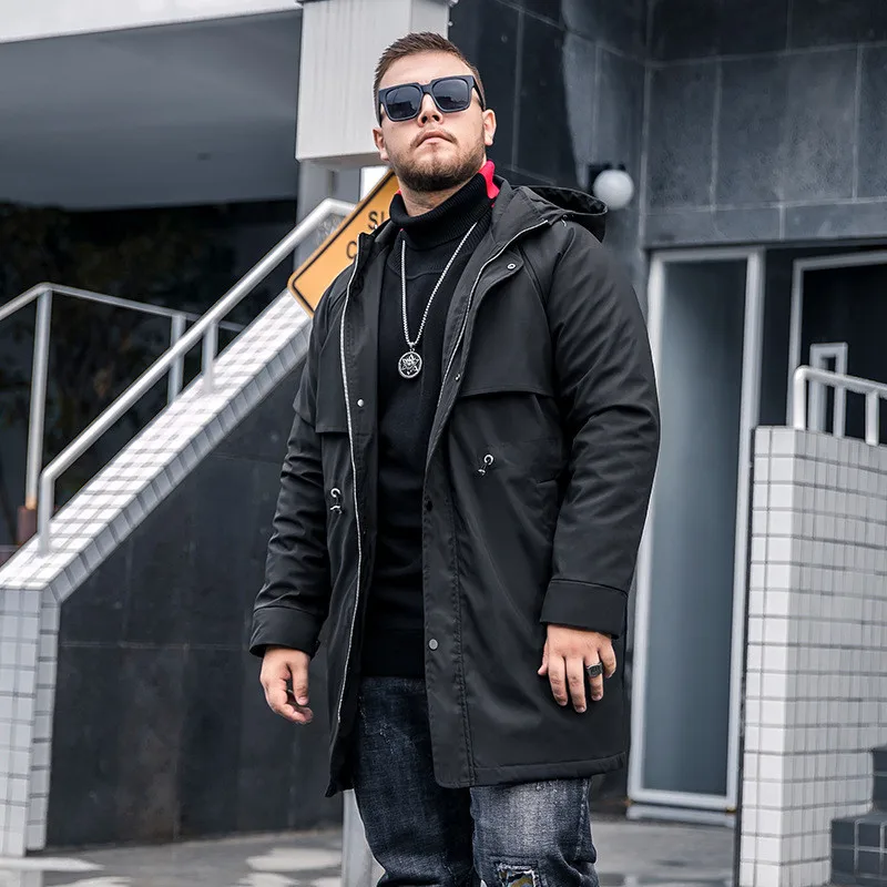 Мужской длинный хлопковый ветрозащитный костюм Повседневная Теплая стеганая