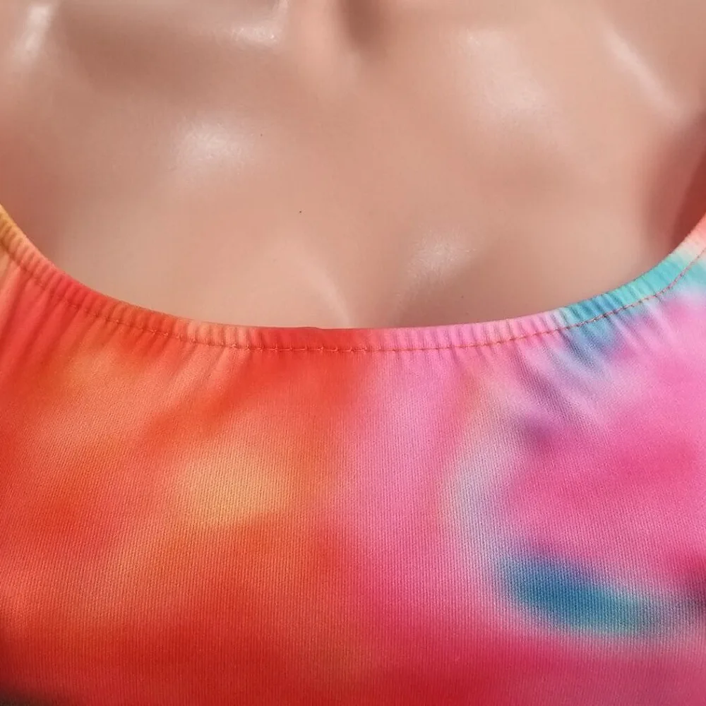 Adogirl с принтом Tie Dye, с открытыми плечами, женский сексуальный комбинезон, с вырезом лодочкой, с длинным Расклешенным рукавом, Облегающий комбинезон, модные комбинезоны для ночного клуба