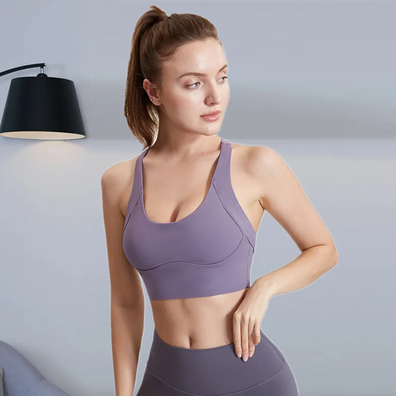 

2021 New Sports Yoga Bra Women Sexy Push Up Gym Workout Bra Tops Breathable Shockproof Running Fitness Training Underwear