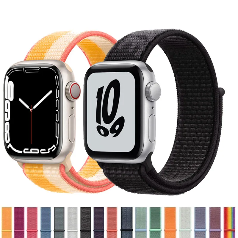 

Nylon Strap for Apple watch band 44mm 40mm 42mm 38mm sports loop smartwatch wristband belt bracelet iWatch 3 4 6 se 7 41mm 45mm