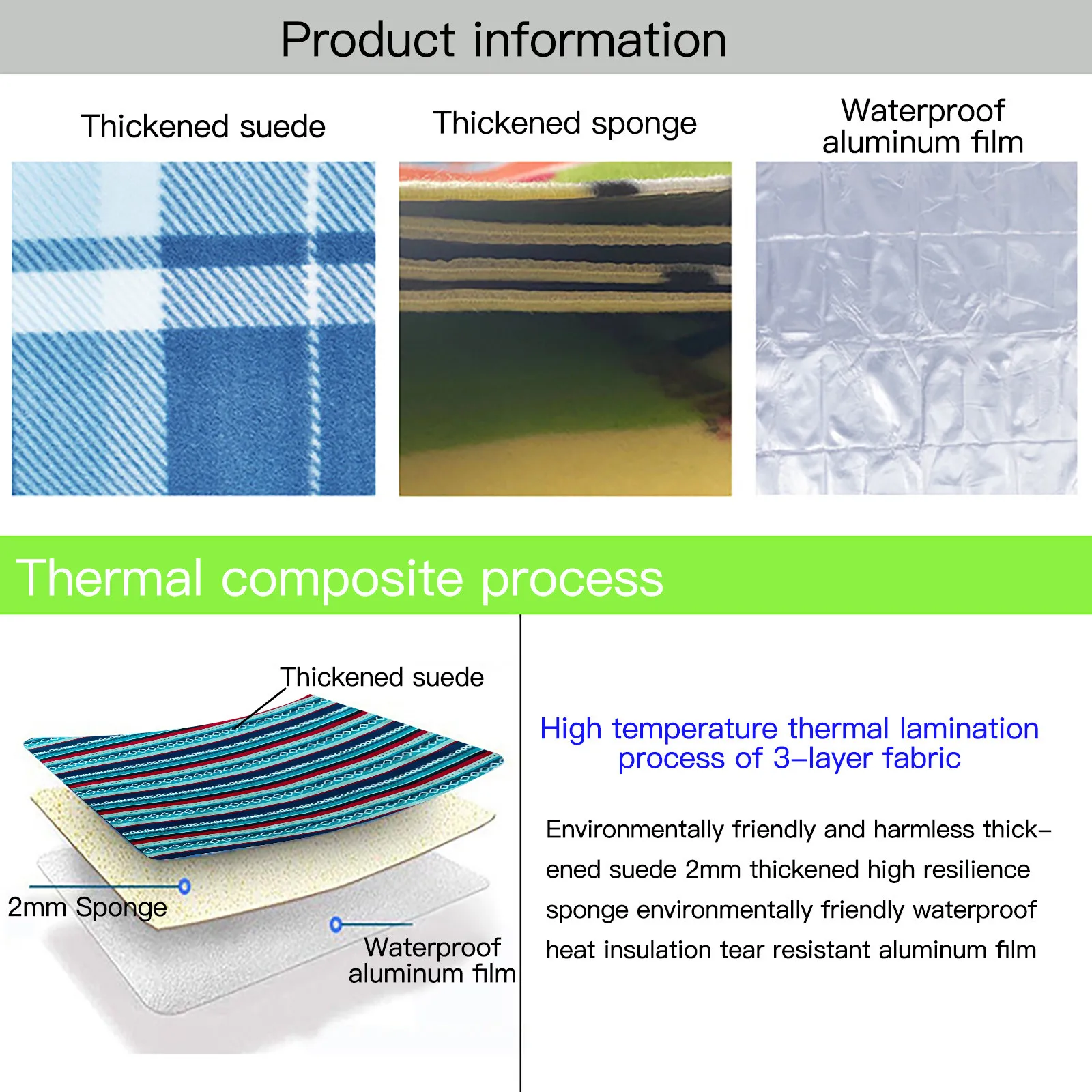 

Picnic Blanket Waterproof Outdoor Heat Insulated Waterproof Floor Foldable