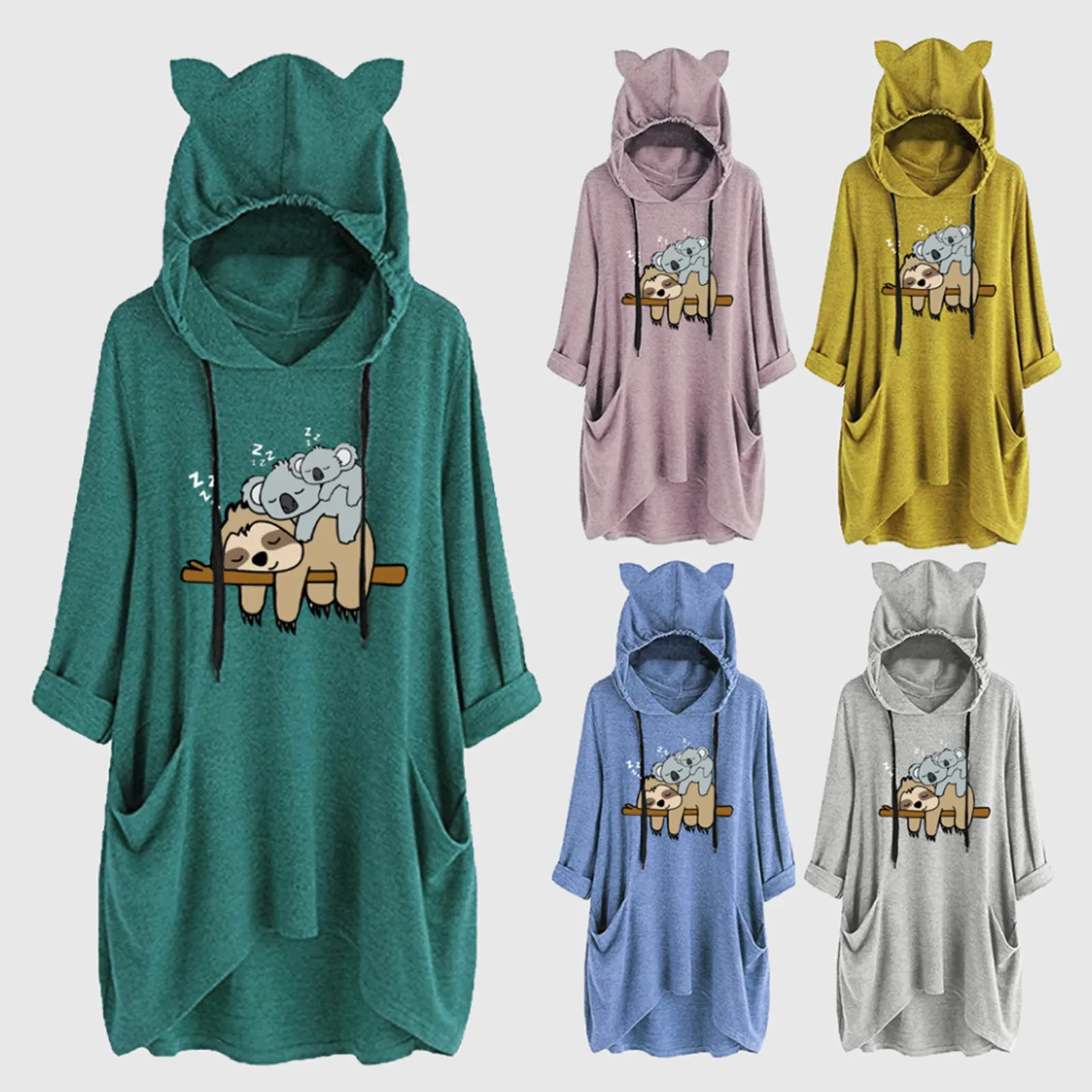 

Женская блузка средней длины с капюшоном, с рукавами и капюшоном