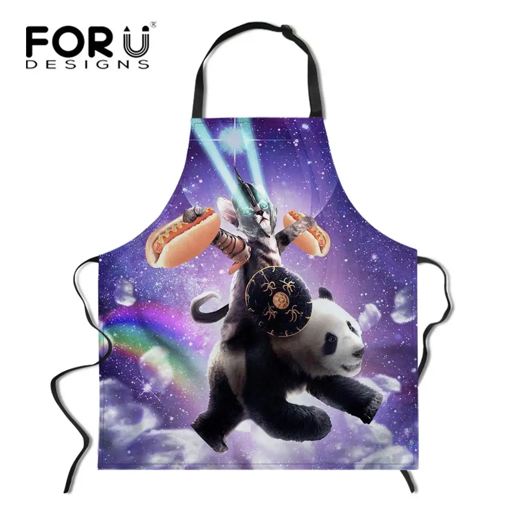 YY0086R FORUDESIGNS/Космический Galaxy Cat кухонный фартук в стиле унисекс Регулируемый поварский фартук без рукавов для приготовления барбекю - Цвет: YY0086R