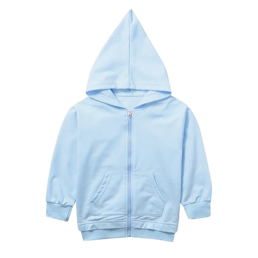 sky blue Новая весенне-осенняя одежда для малышей однотонная толстовка на молнии для мальчиков и девочек, куртка для мальчиков, детские спортивные толстовки - Цвет: sky blue