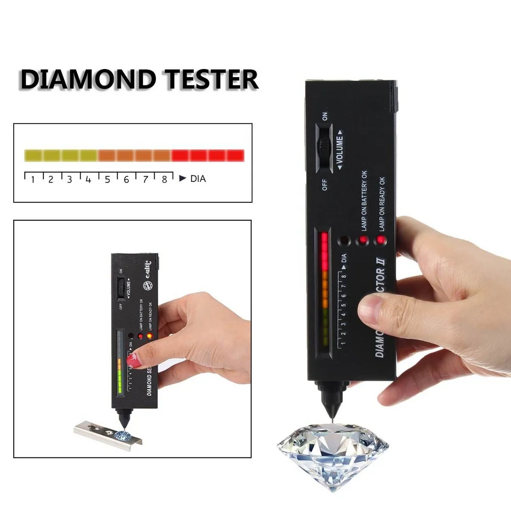 High Accuracy Diamond Tester Pen Professional Diamond Checker Detector Upgraded Gemstone Selector LED Indicator Test Pen