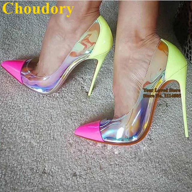 Розовые туфли-лодочки Choudory из лакированной кожи с острым носком голограмма