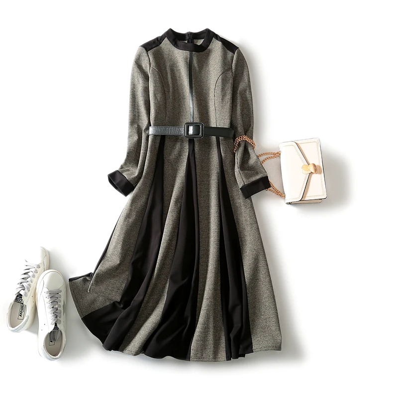 Новое тонкое и элегантное платье в стиле ретро с рисунком гусиные лапки модная