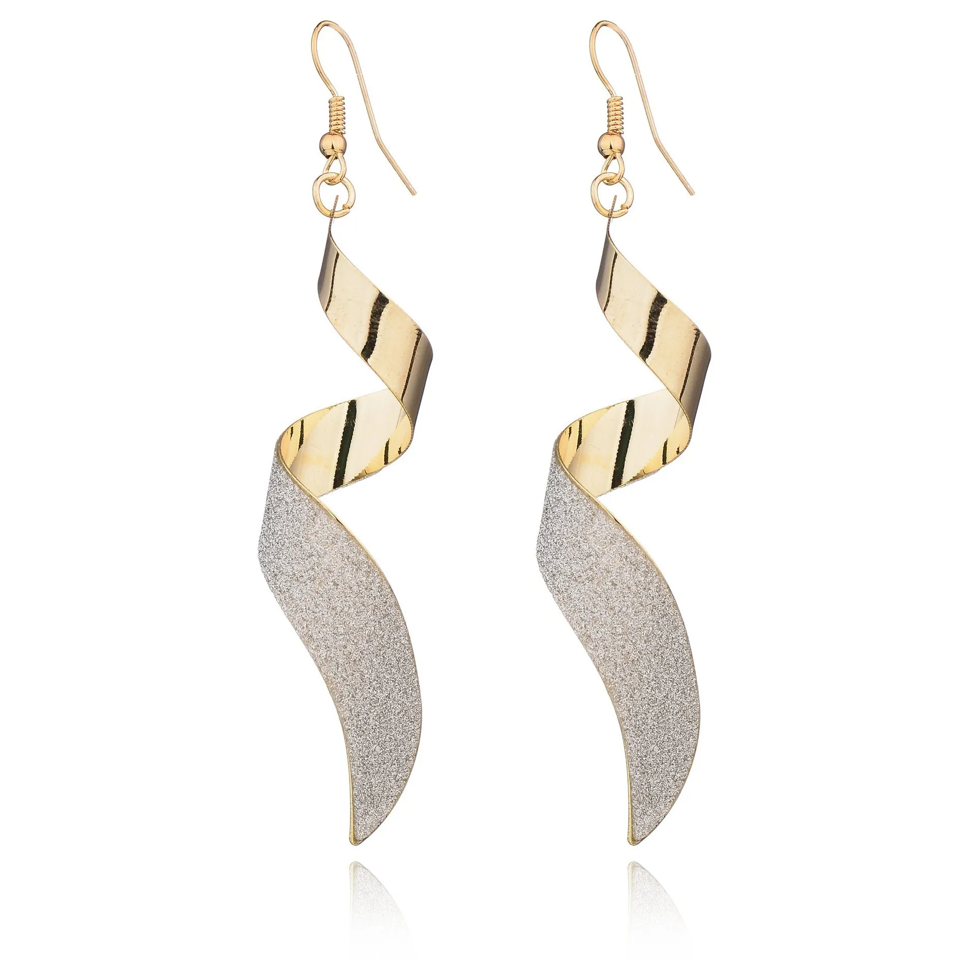 Женские Висячие серьги на спирали в стиле панк изящные длинные золотистые и