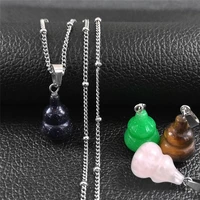 2022 small gourd stainless steel charm necklaces for women silver color pendant necklace fahsion jewelry bijoux femme npd21s04