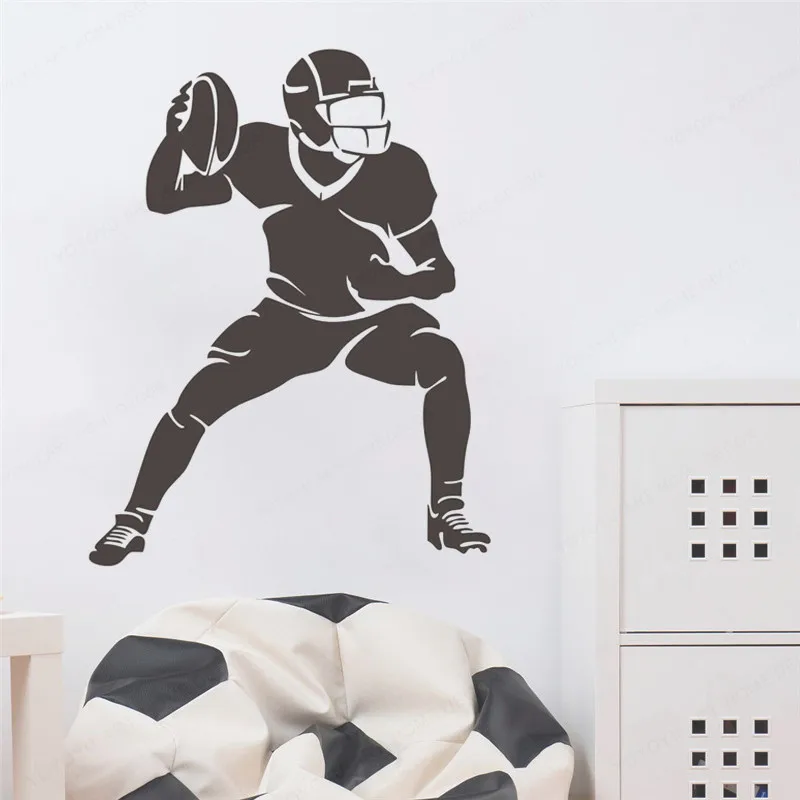 Наклейки на стену с изображением силуэтов футбольных игроков домашний декор для