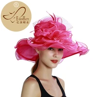 kentucky derby hat organza derdy hat with net feathers ruffle bridal hats for ladies s10 3190