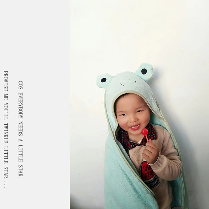 

Cute Baby Poncho Bath Towel Infant Hood Towels Blanket Newborn Shower Fleece Hooded Blanket Toddler Spa Bathing Blankets 90*90cm
